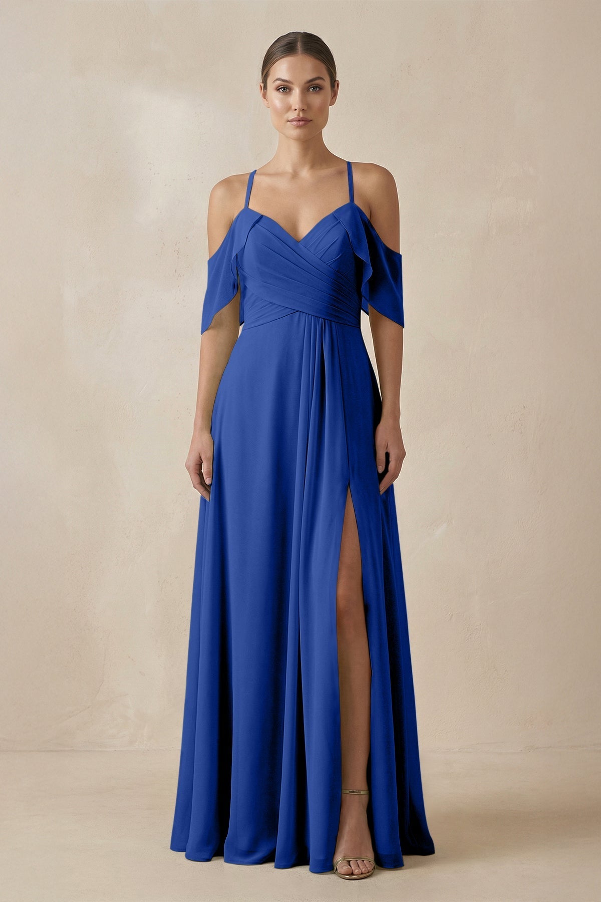 Chiffon A-Line Long Bridesmaid Dress in Royal Blue, Royal Blue / 6 Chiffon A-Line Long Bridesmaid Dress in Royal Blue, Royal Blue / 6