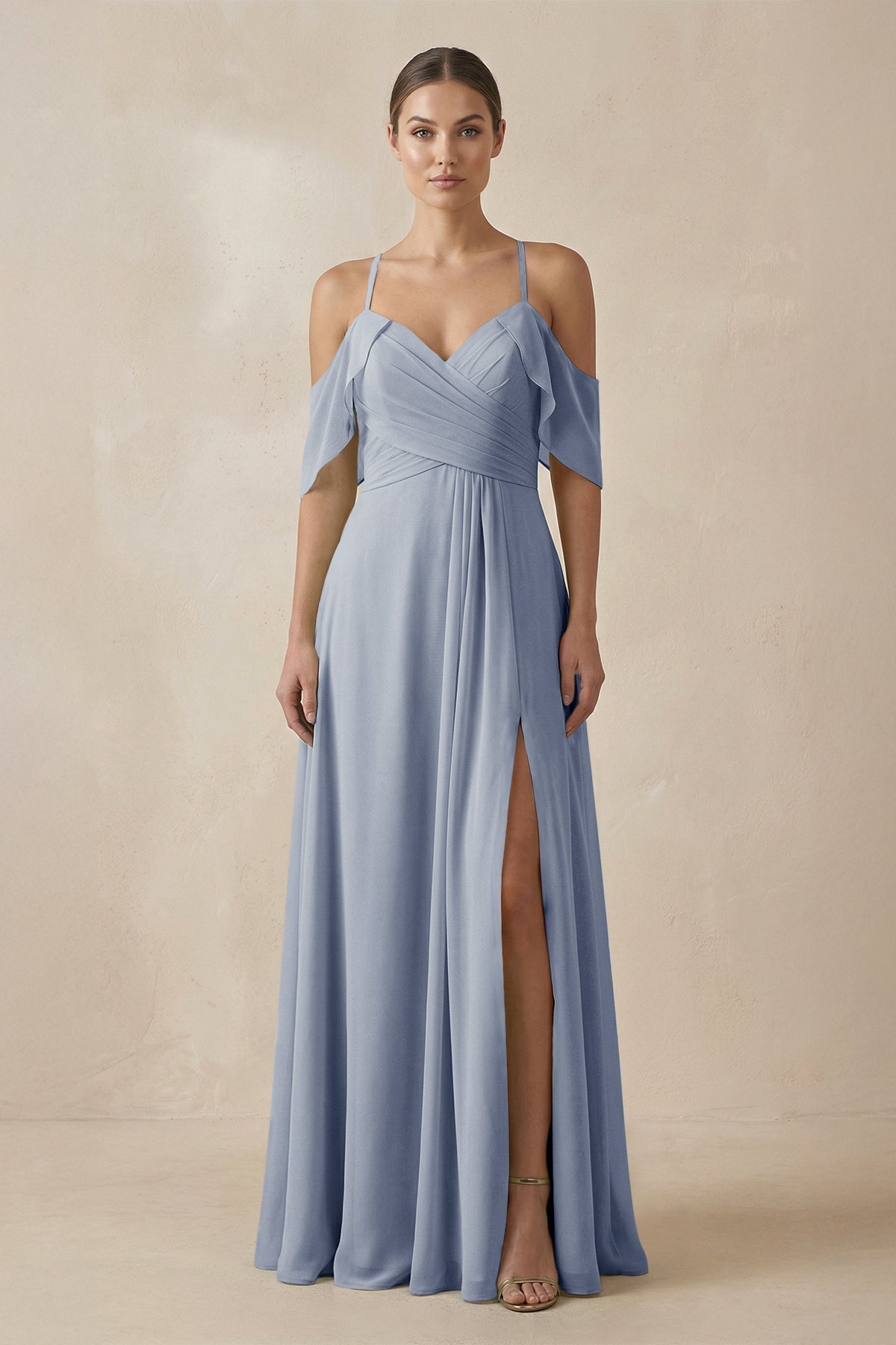KissProm Chiffon A-Line Long Bridesmaid Dress in Twilight, Twilight / 26