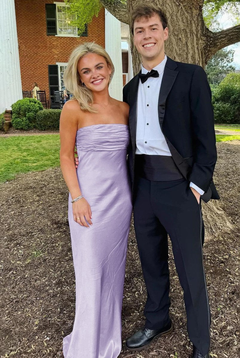 Christabel | Ruched Strapless Pink Long Prom Dress