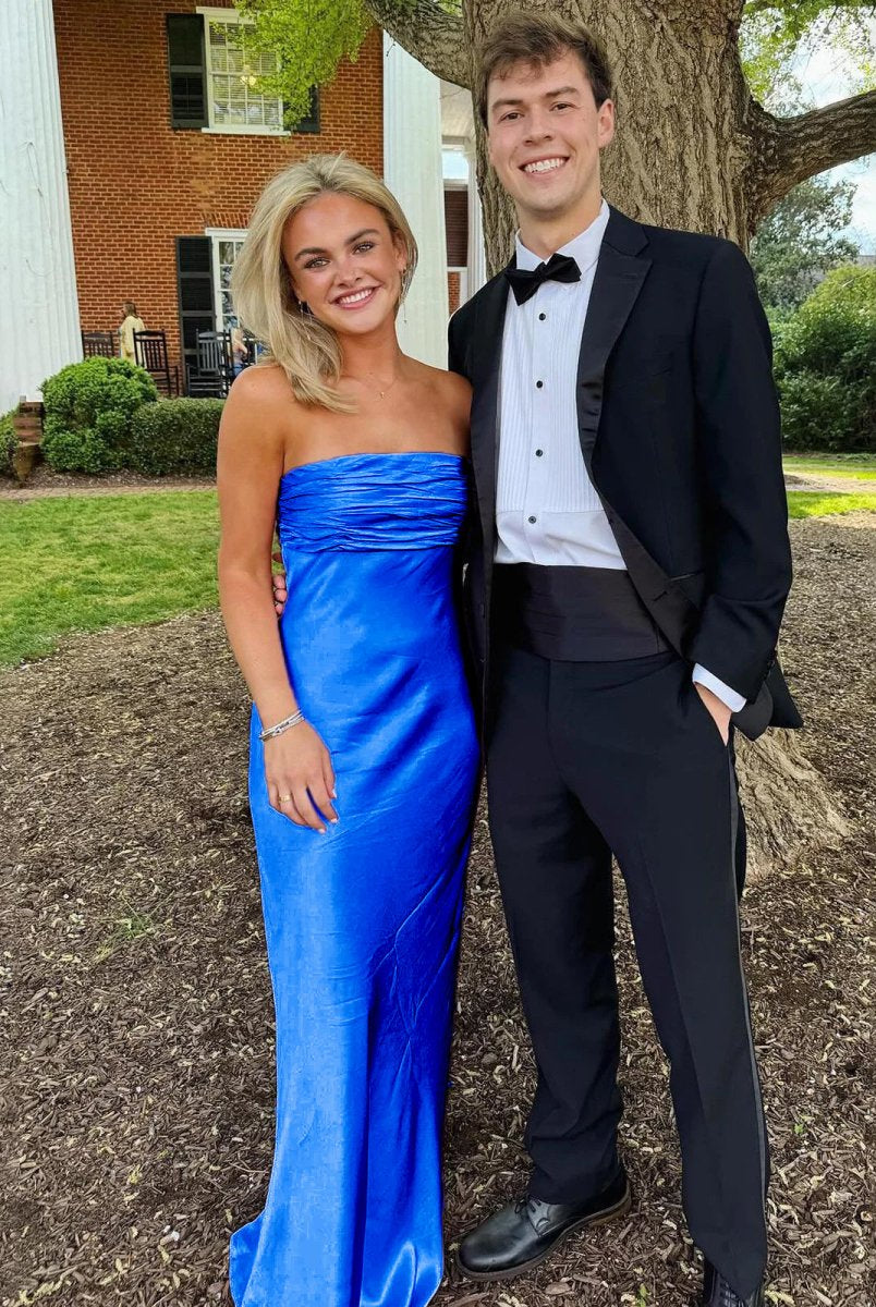 Christabel | Ruched Strapless Pink Long Prom Dress