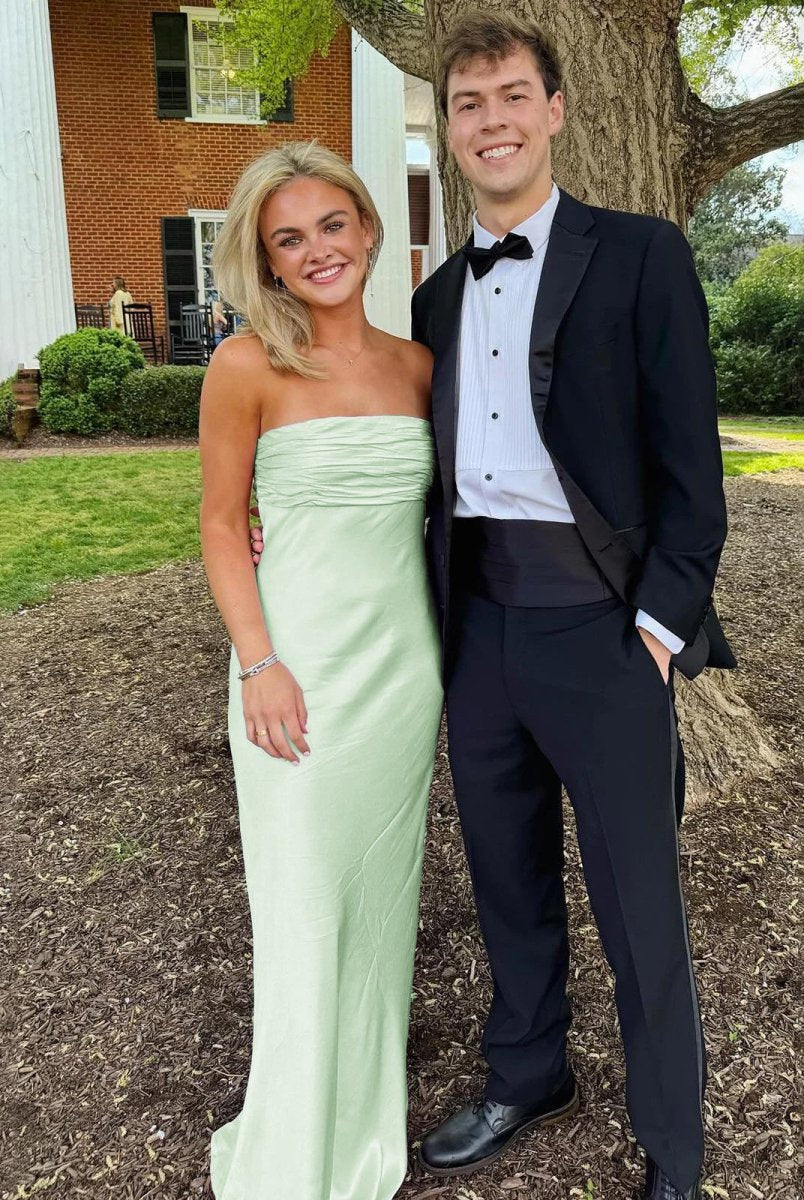 Christabel | Ruched Strapless Pink Long Prom Dress