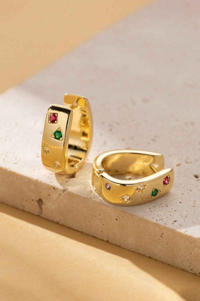 Chunky Huggie Earrings Crystal