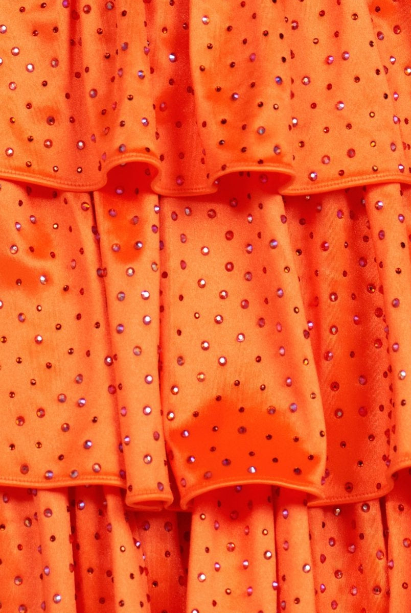 Cindra | Bright Orange - A Line Sweetheart Satin Cut Out Ruffled Homecoming Dress with Beads