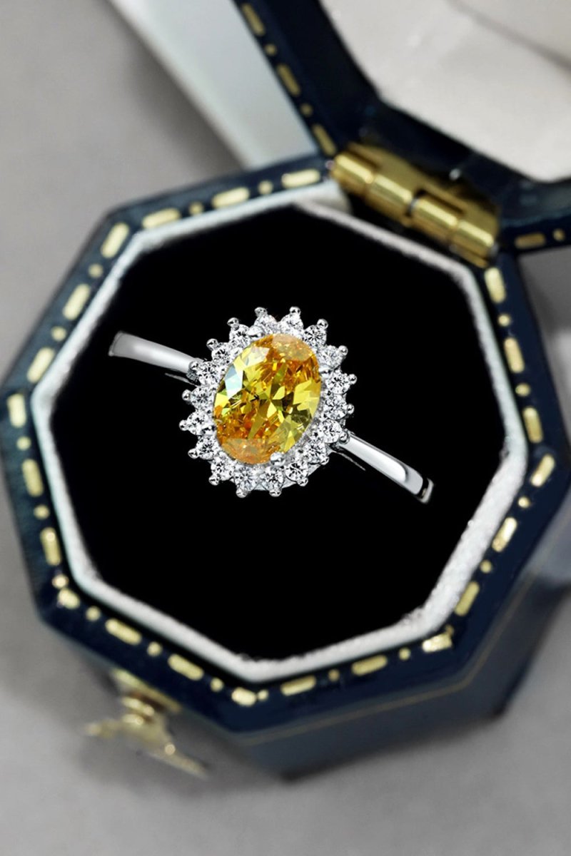 Citrine Oval Sparkle Cocktail Ring - KissProm