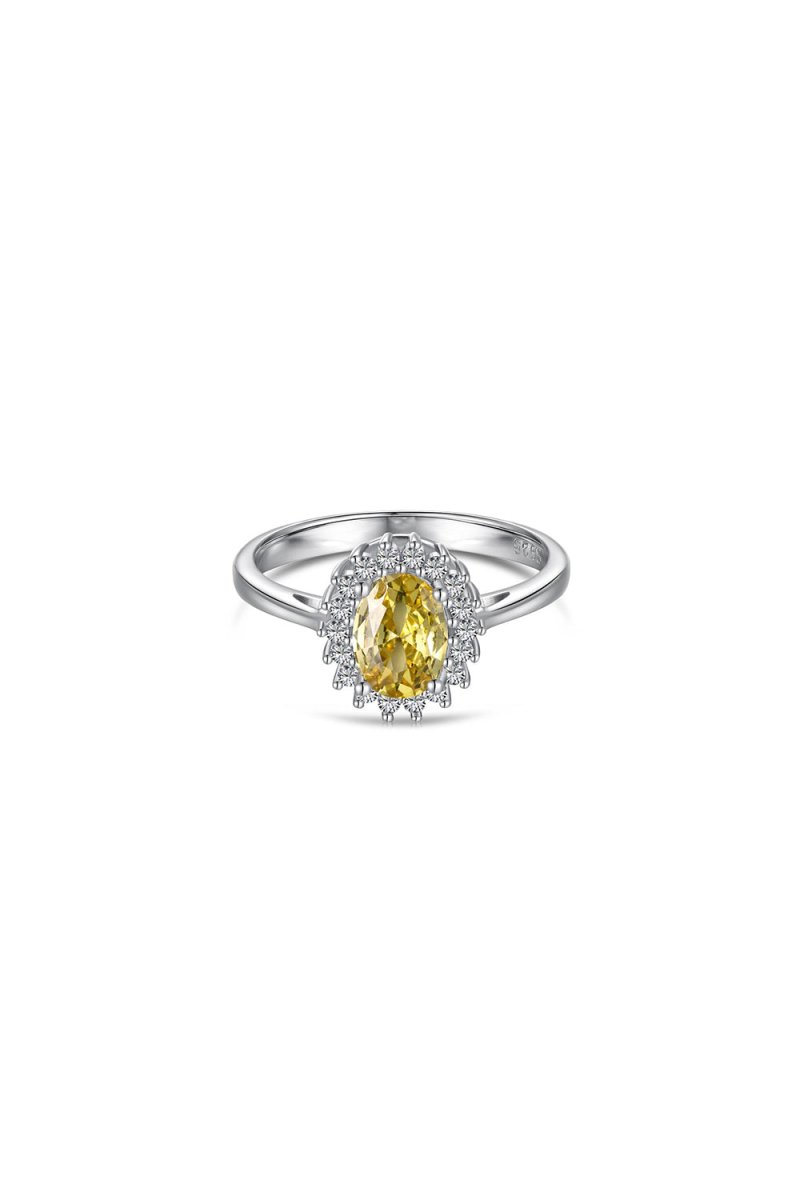 Citrine Oval Sparkle Cocktail Ring - KissProm