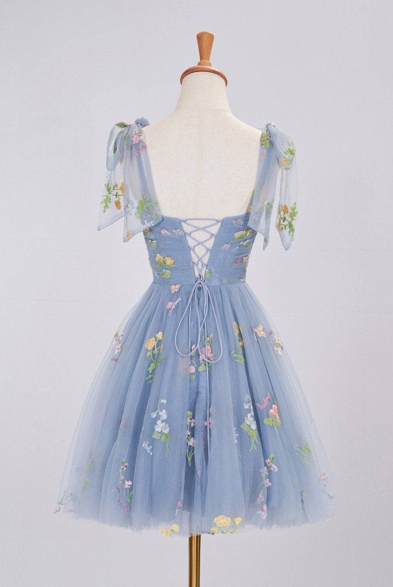Claire | Aline Short Sweetheart Tulle Floral Homecoming Dress