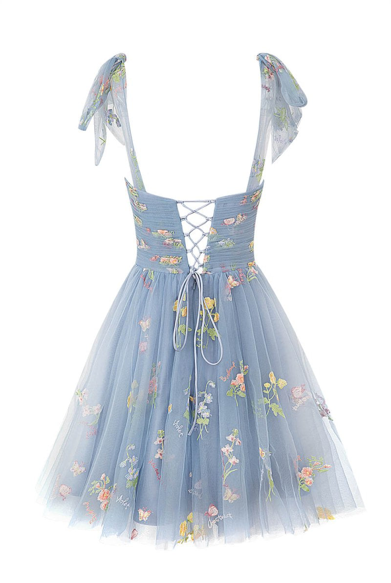 Claire | Aline Short Sweetheart Tulle Floral Homecoming Dress