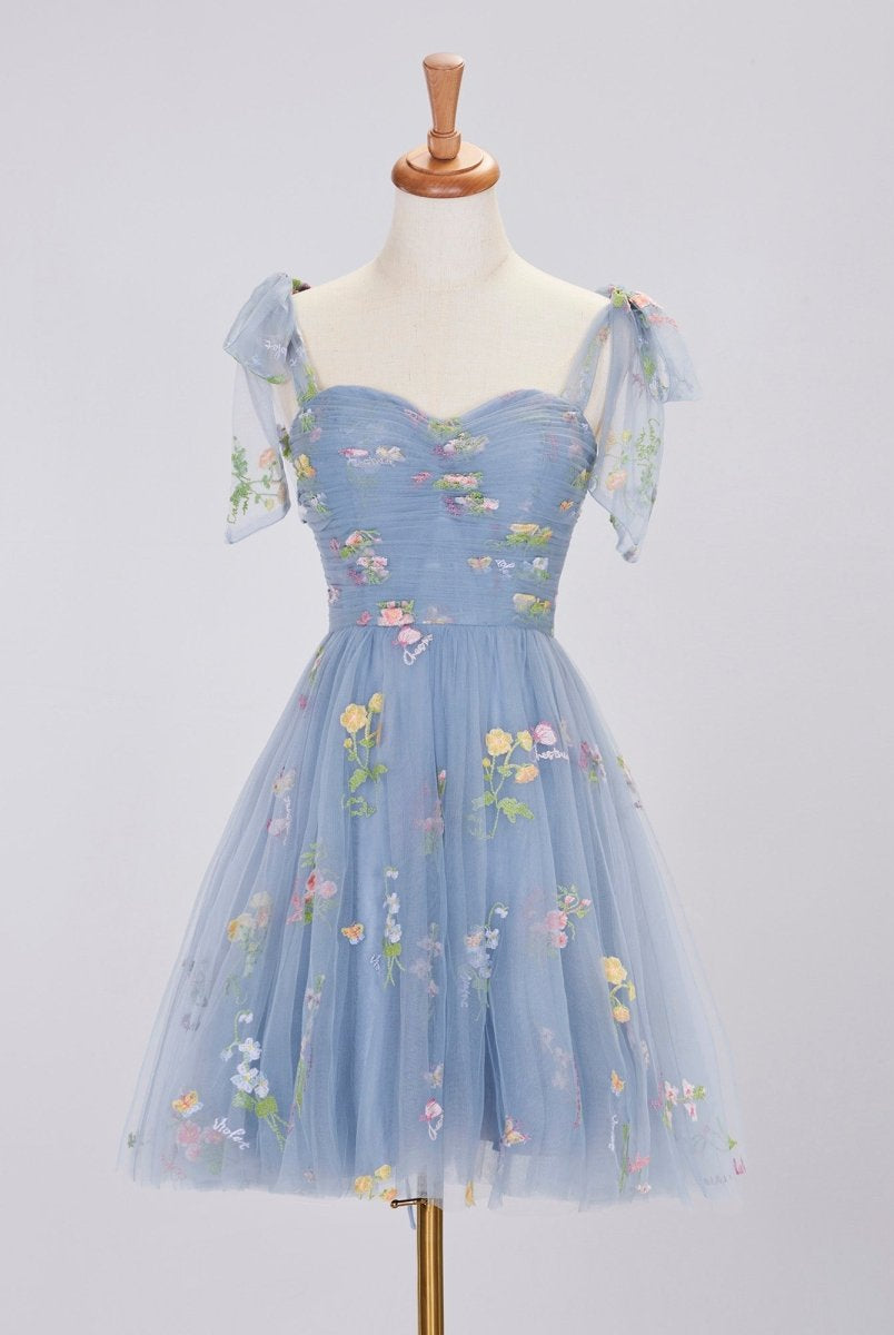 Claire | Aline Short Sweetheart Tulle Floral Homecoming Dress