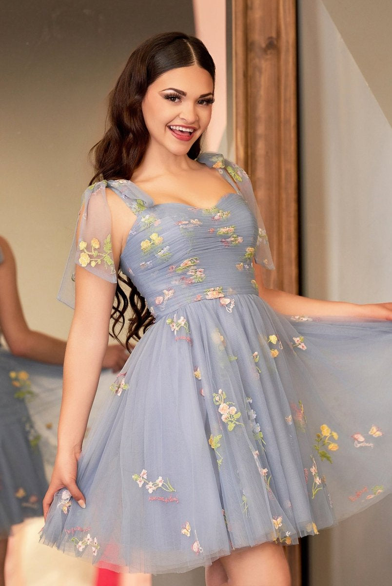Claire | A Line Sweetheart Tulle Floral Short Homecoming Dress - KissProm