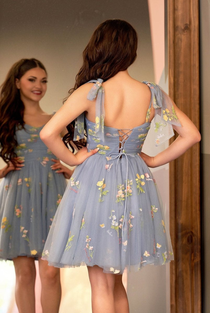 Claire | A Line Sweetheart Tulle Floral Short Homecoming Dress - KissProm