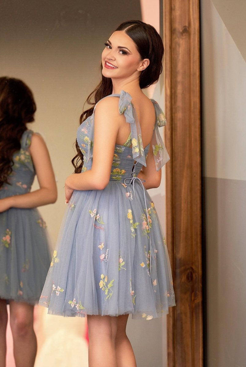 Claire | A Line Sweetheart Tulle Floral Short Homecoming Dress - KissProm