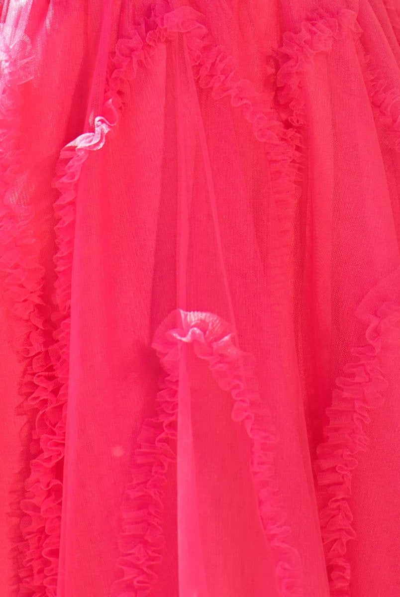 Clarissa |A Line Fuchsia Tulle Strapless Homecoming Dress