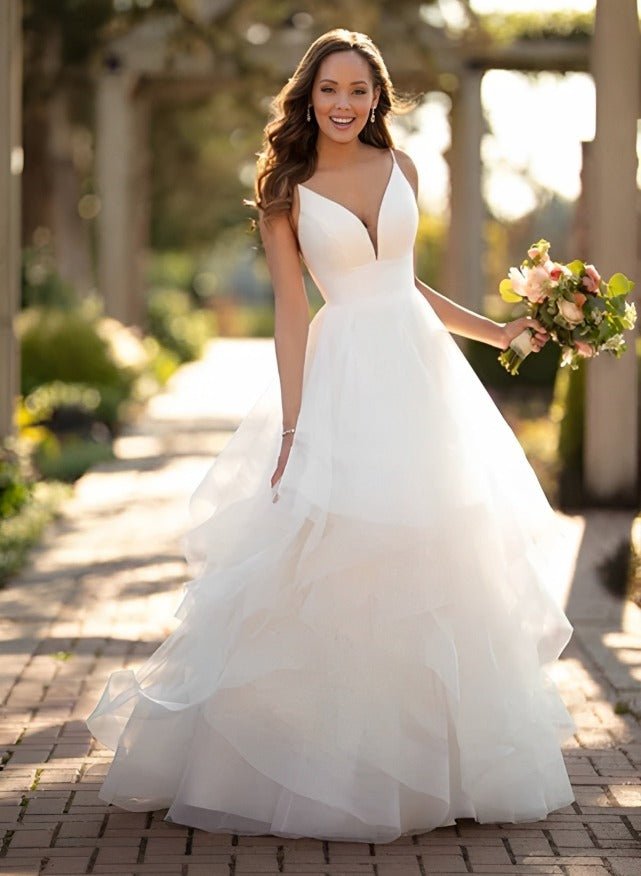 Classic Ball Gown Wedding Dress With Tulle Cascading Ruffles Classic Ball Gown Wedding Dress With Tulle Cascading Ruffles