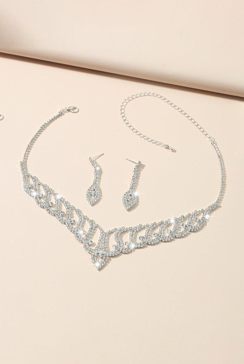 Classic Diamond Sparkling Necklace And Earrings Set - KissProm