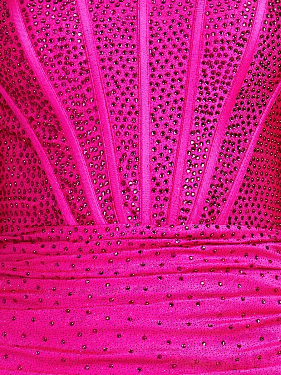 Claya | Fuchsia - Bodycon Scoop Neck Beaded Satin Corset Homecoming Dresses with Bow Straps