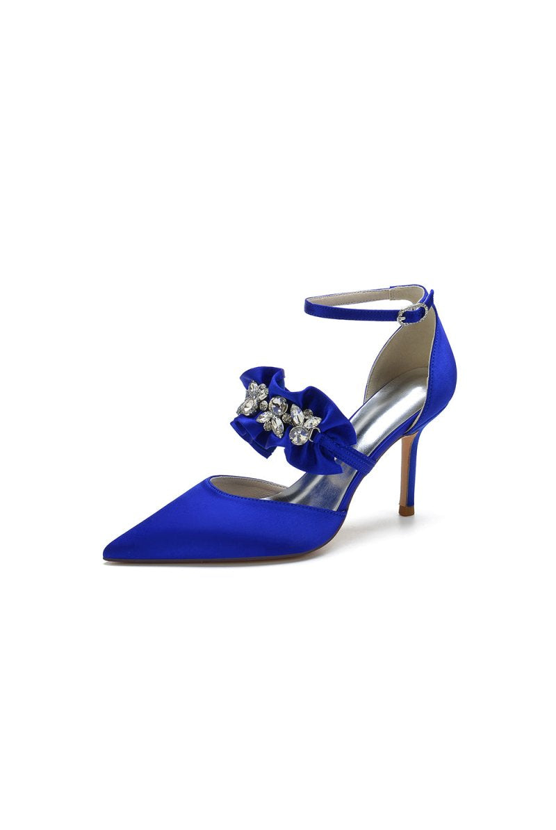 Cocktail Pointed Toe Crystal Buckle Strap High Heels - KissProm