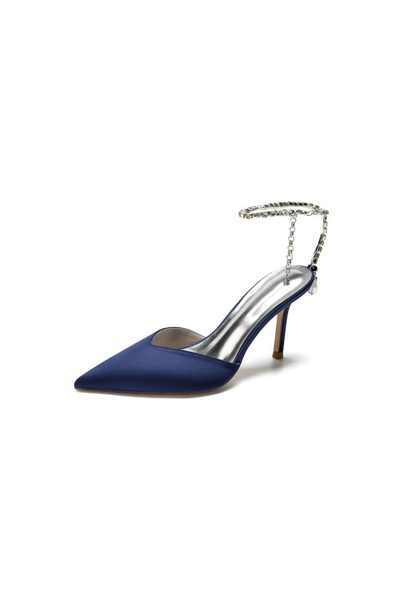 Cocktail Pointed Toe Crystal Strap High Heels - KissProm
