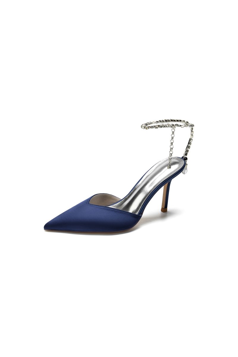 Cocktail Pointed Toe Crystal Strap High Heels - KissProm