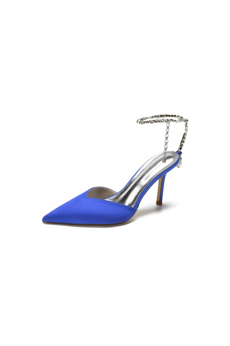 Cocktail Pointed Toe Crystal Strap High Heels - KissProm