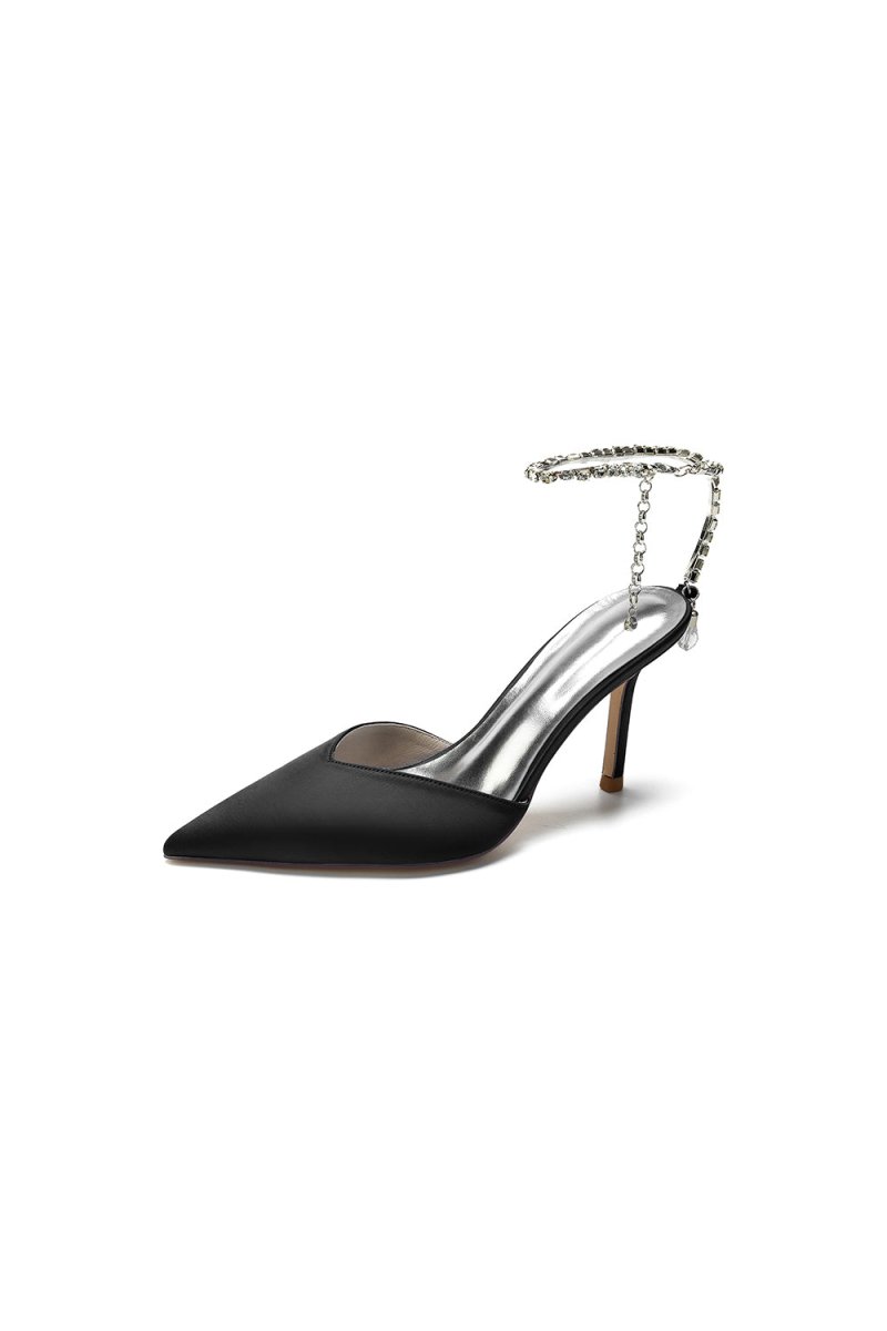 Cocktail Pointed Toe Crystal Strap High Heels - KissProm