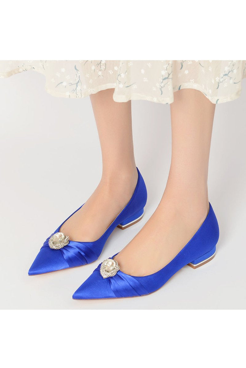 Cocktail Pointed Toe Flats With Crystal - KissProm