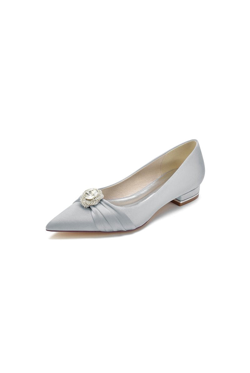 Cocktail Pointed Toe Flats With Crystal - KissProm