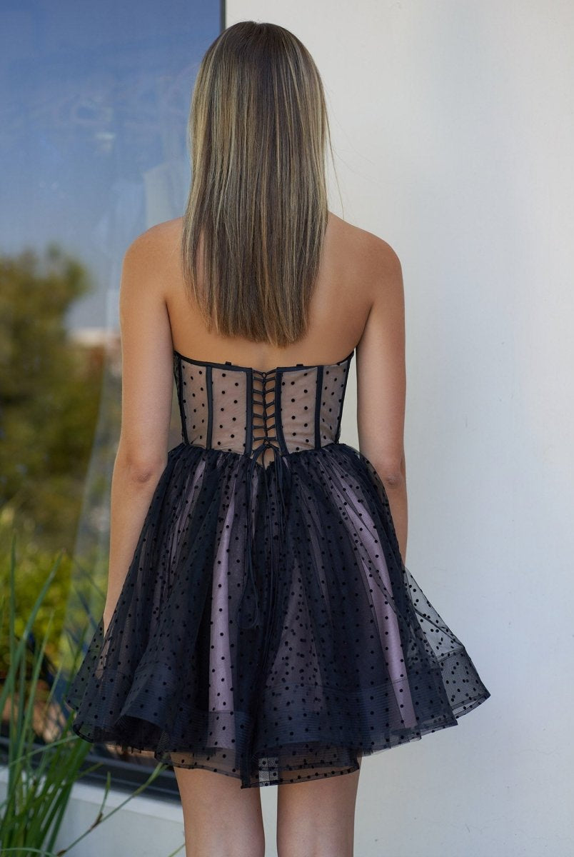 Corset Dotted Tulle Short Length Tulle Homecoming Dress