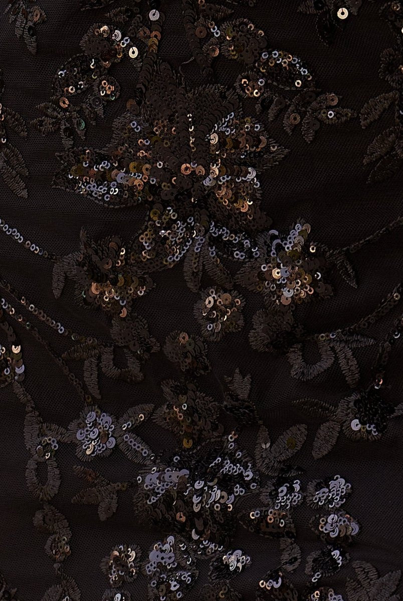 Cosmic | Black Lace Applique High Slit Criss Cross Back Mermaid Prom Dress