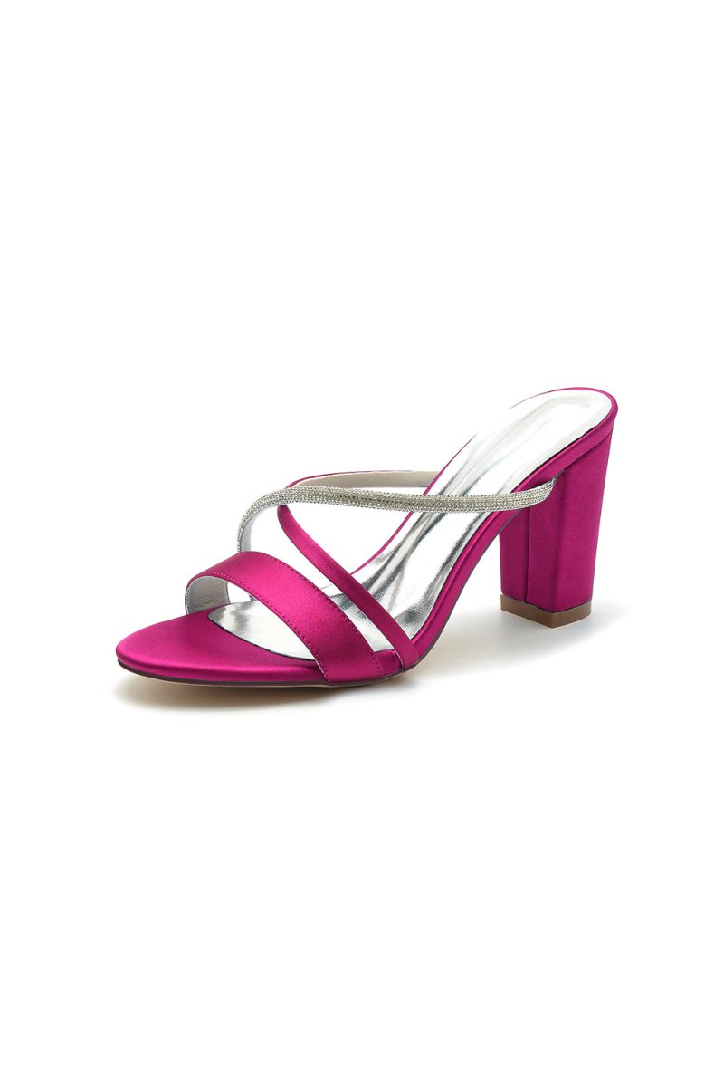 Cross Strap Open Toe High Heels With Rhinestone - KissProm