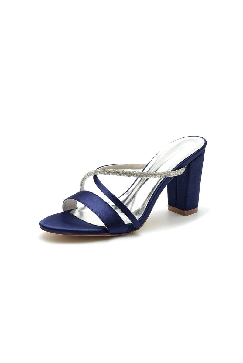 Cross Strap Open Toe High Heels With Rhinestone - KissProm