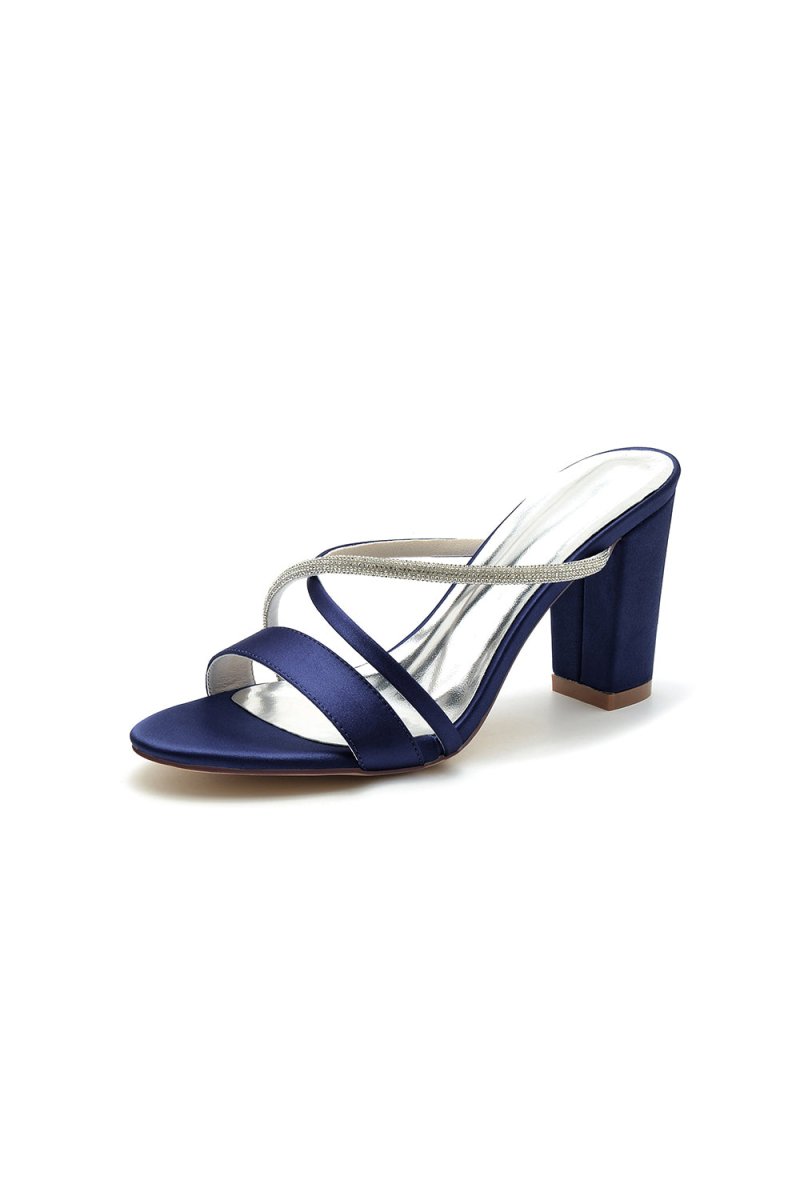 Cross Strap Open Toe High Heels With Rhinestone - KissProm