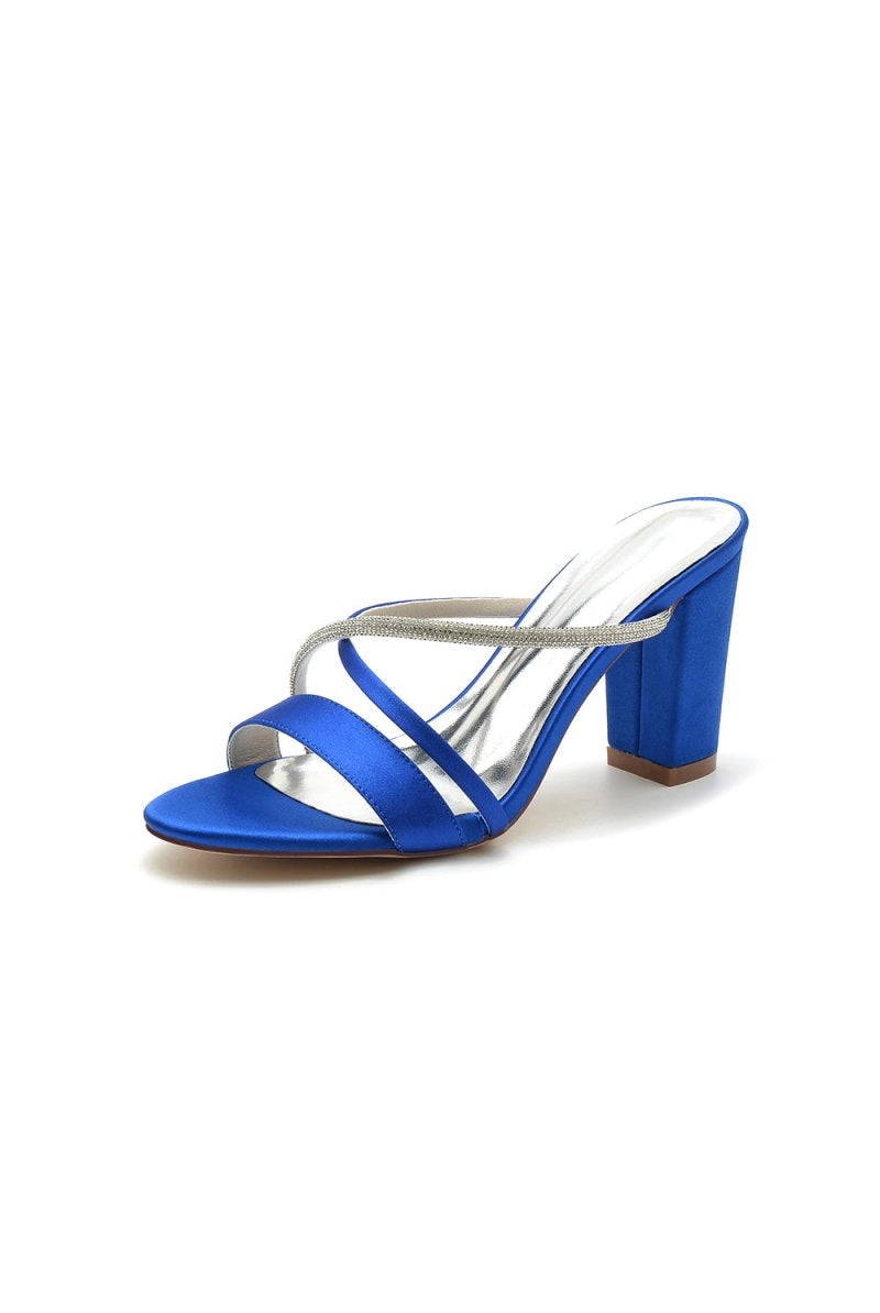 Cross Strap Open Toe High Heels With Rhinestone - KissProm