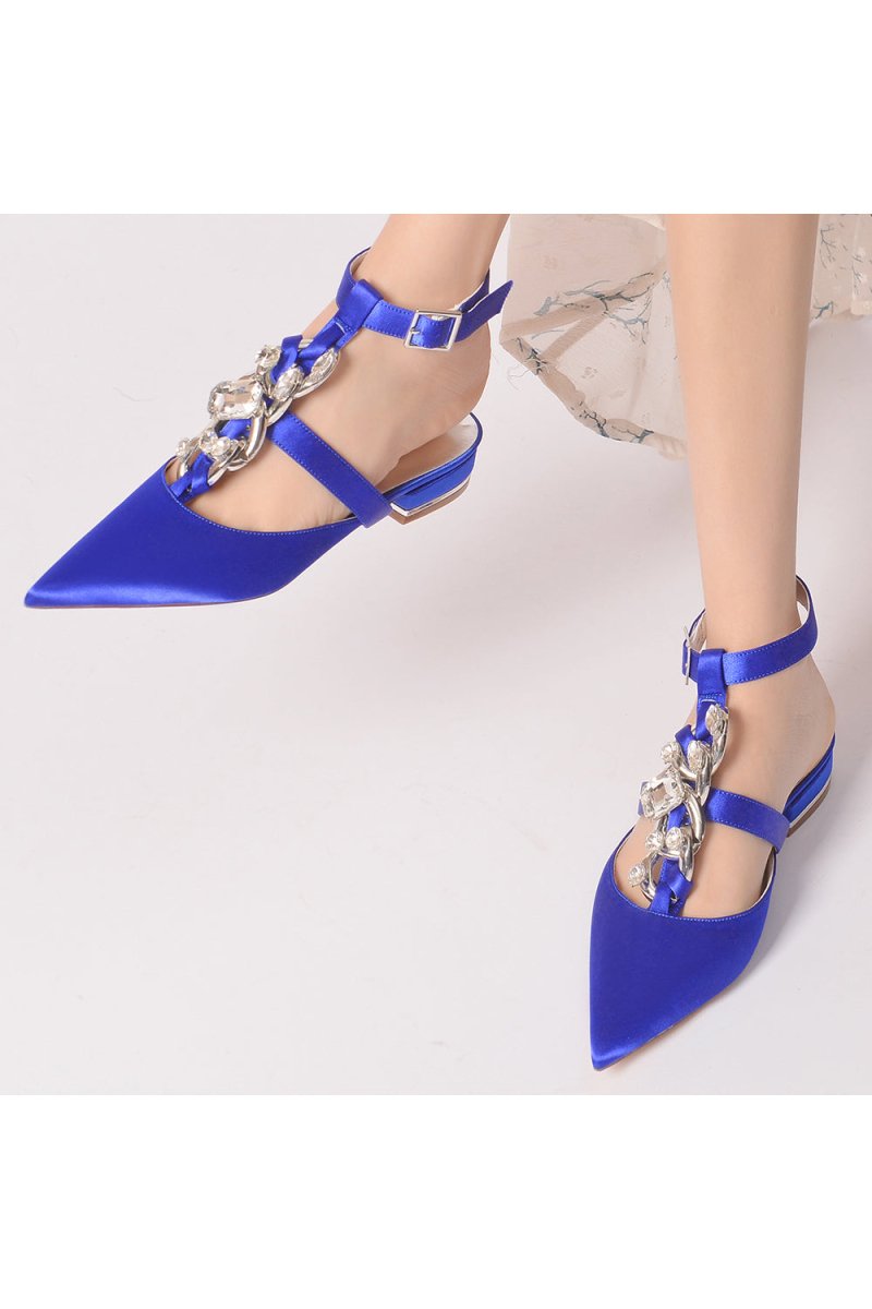 Crystal Chain Pointed Toe Flats - KissProm