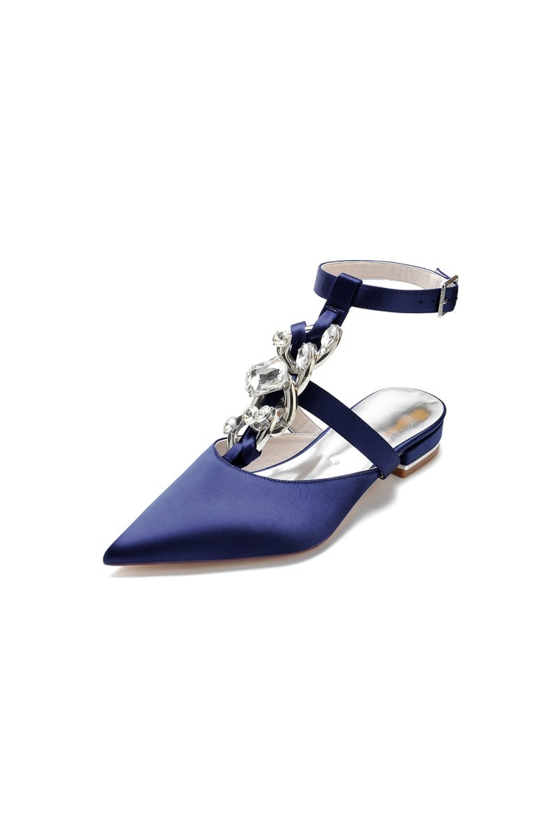 Crystal Chain Pointed Toe Flats - KissProm