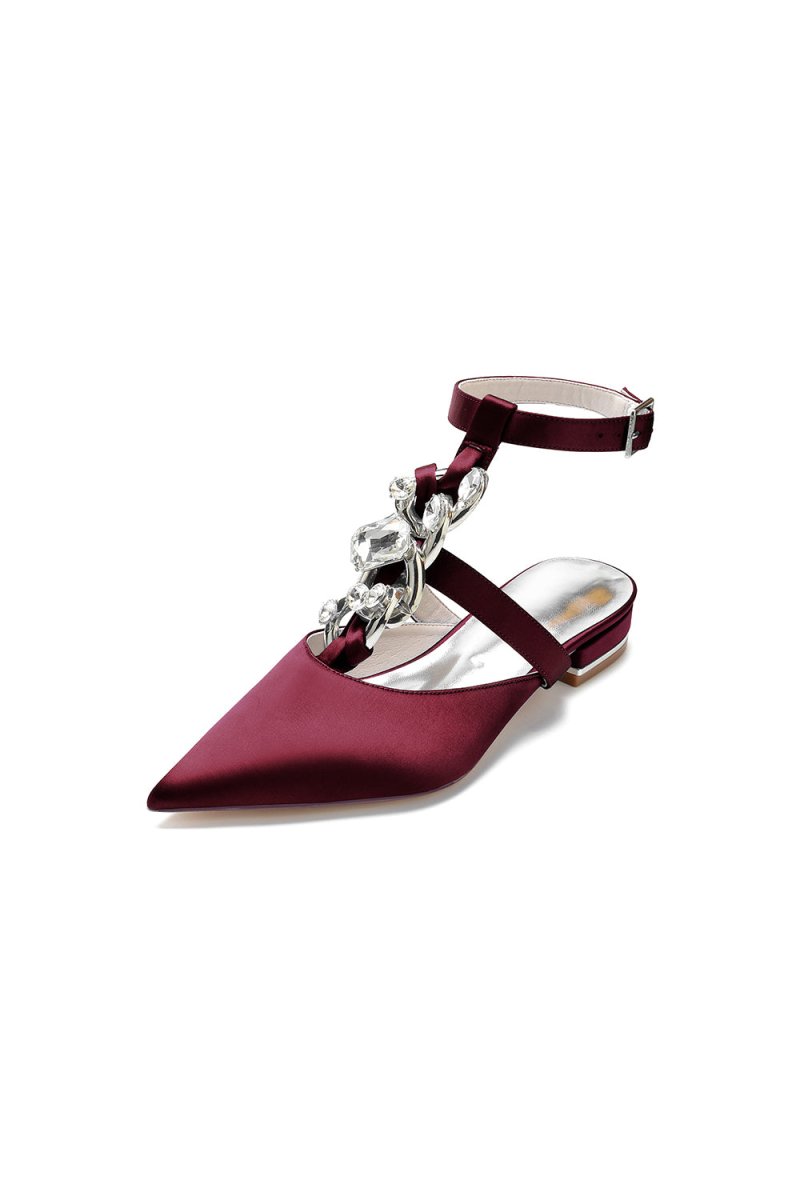Crystal Chain Pointed Toe Flats - KissProm