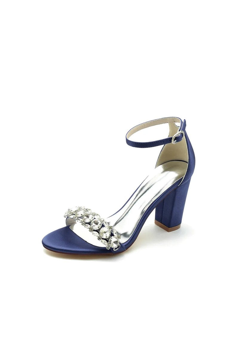 Crystal Embellished Open Toe Ankle Strap Pumps