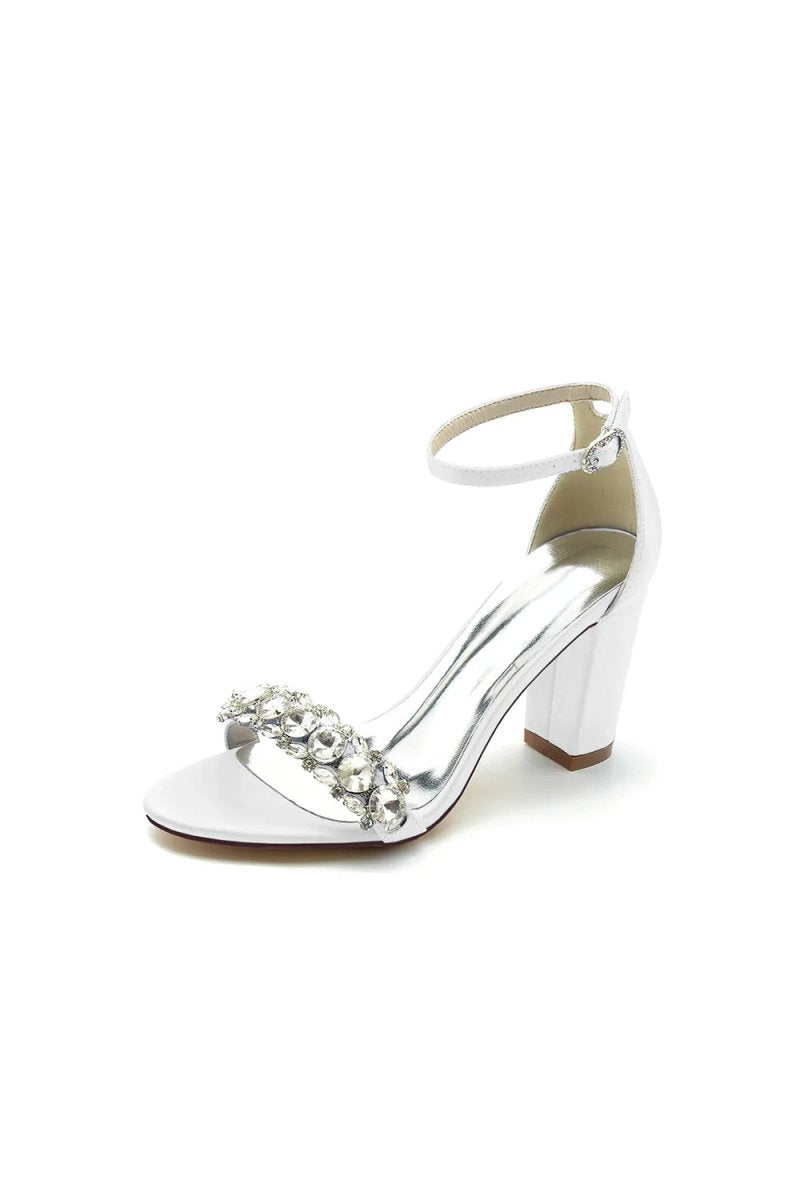 Crystal Embellished Open Toe Ankle Strap Pumps
