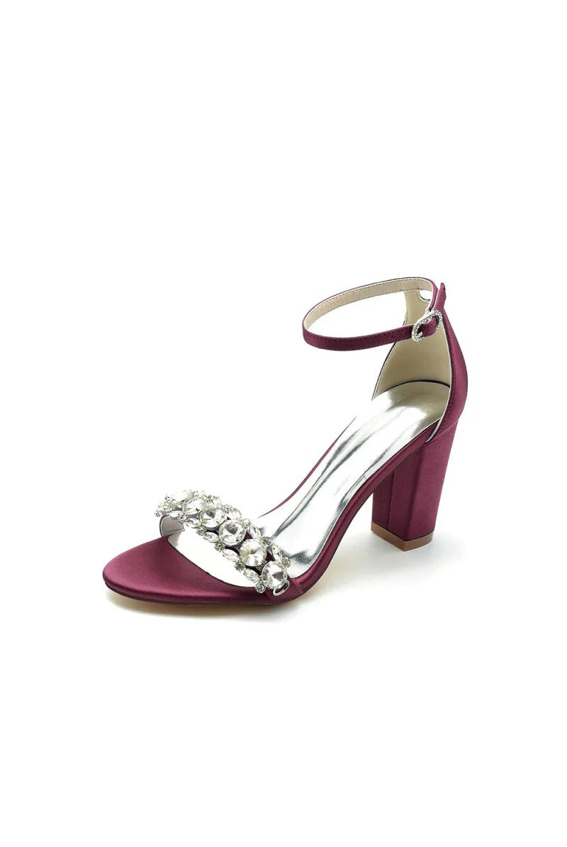 Crystal Embellished Open Toe Ankle Strap Pumps