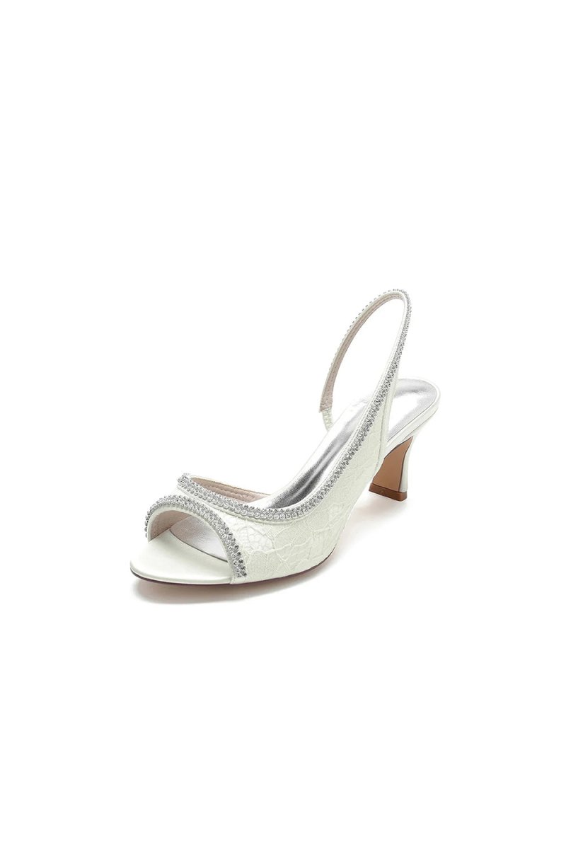 Crystal Embellished Peep Toe Slingback Sandals - KissProm