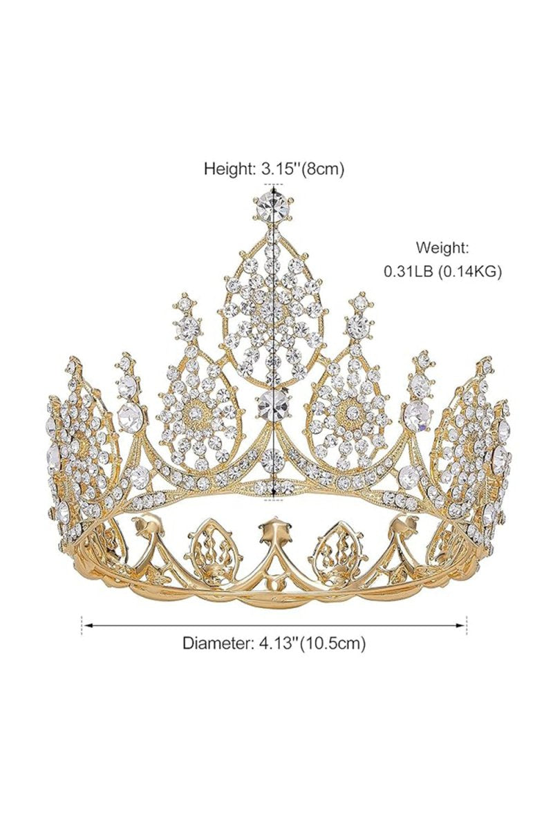 Crystal Gold Tiara for Wedding Birthday - KissProm