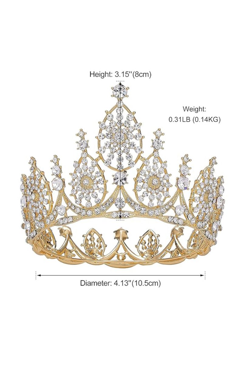 Crystal Gold Tiara for Wedding Birthday - KissProm