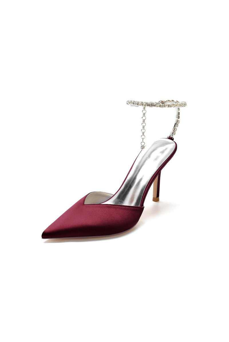 Crystal Strap Pointed Toe High Heels - KissProm