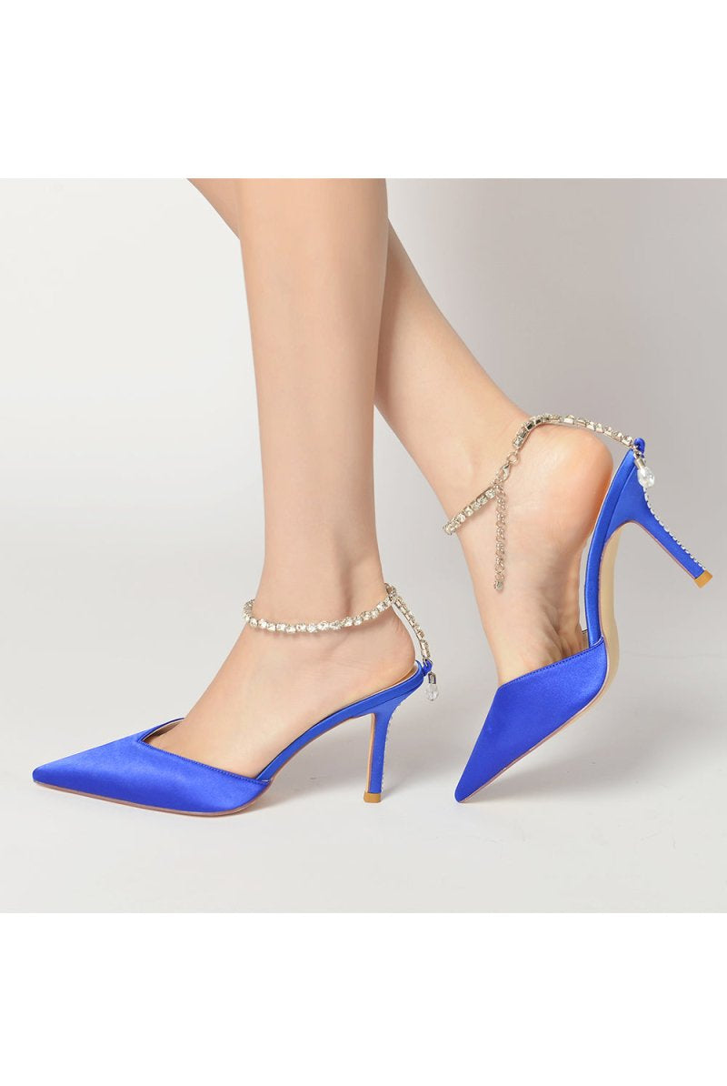 Crystal Strap Pointed Toe High Heels - KissProm