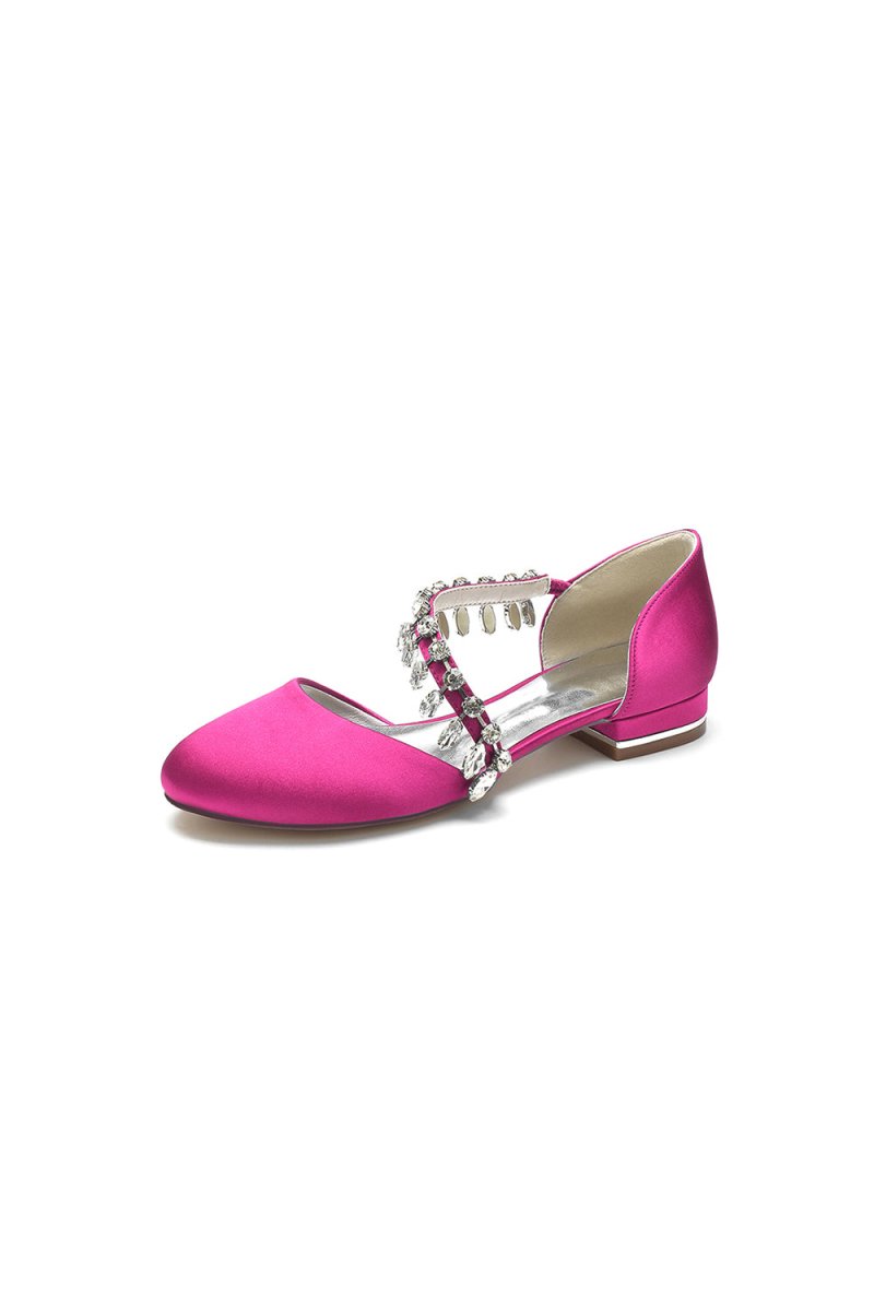 Crystal Strap Round Toe Flats - KissProm