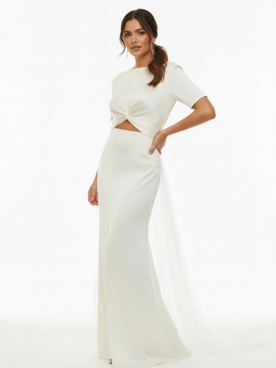 Sheath Engaged Noivas Wedding Dresses With Slit - KissProm