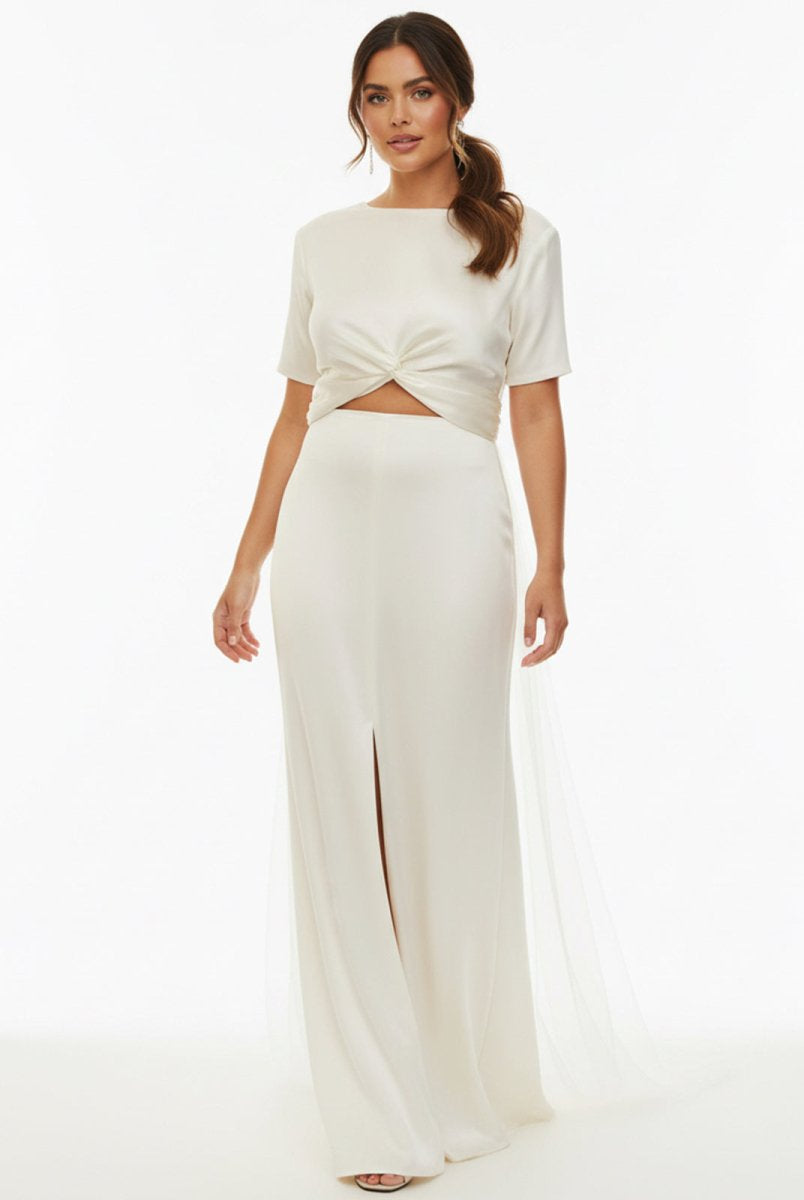 Sheath Engaged Noivas Wedding Dresses With Slit - KissProm
