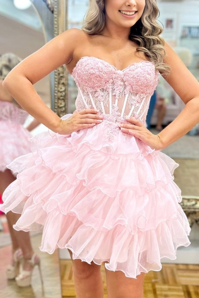 Rutina | Cute A Line Light Blue Organza Homecoming Dresses