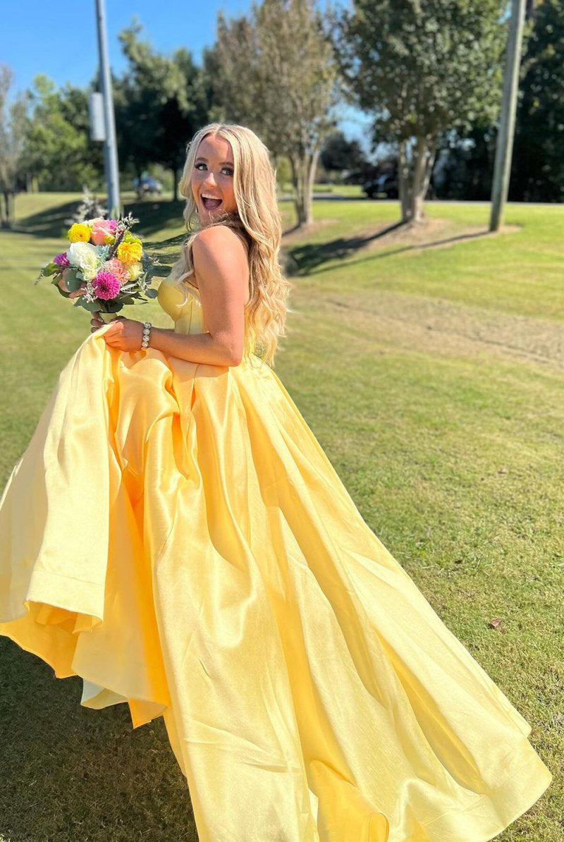 Stardust | Ball Gown Sweetheart Satin Long Prom Dresses