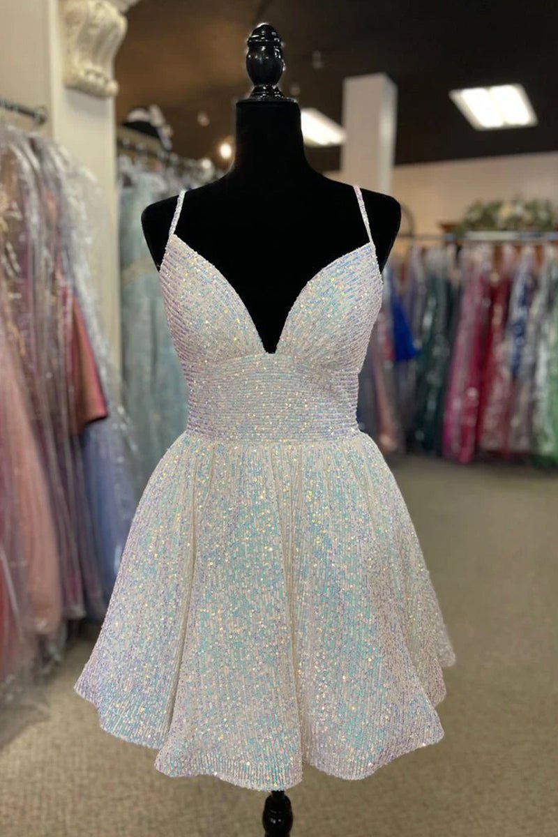 Eulalia |A-line V Neck Sequins Homecoming Dress