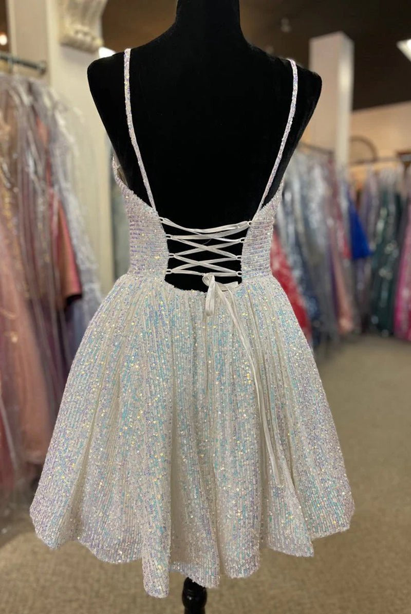 Eulalia |A-line V Neck Sequins Homecoming Dress